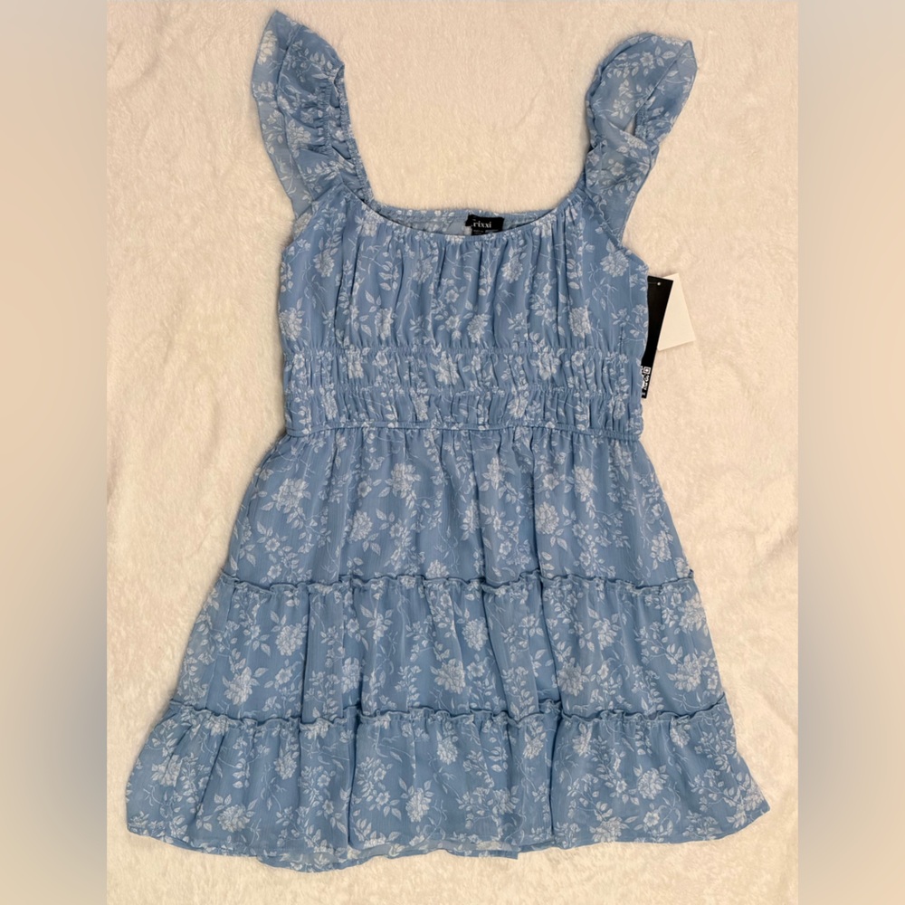 Trixxi Juniors XXL Light Blue Floral Dress - NWT